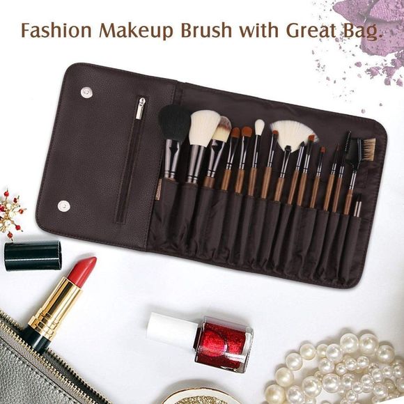 ZOREYA Makeup Brush Sets ,15pcs Unique Walnut Makeup Brushes with Nobility - Picture 3 of 7